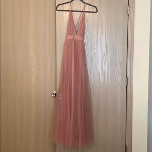 Dusty rose tulle floor length dress